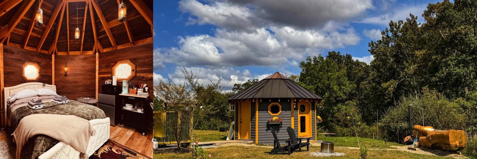 Log Hot Tub Glamping Dome