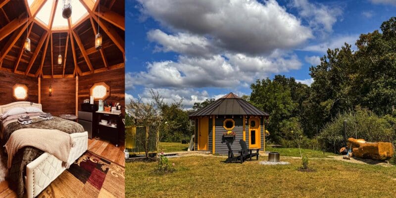 Log Hot Tub Glamping Dome