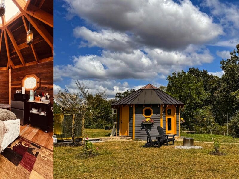 Log Hot Tub Glamping Dome